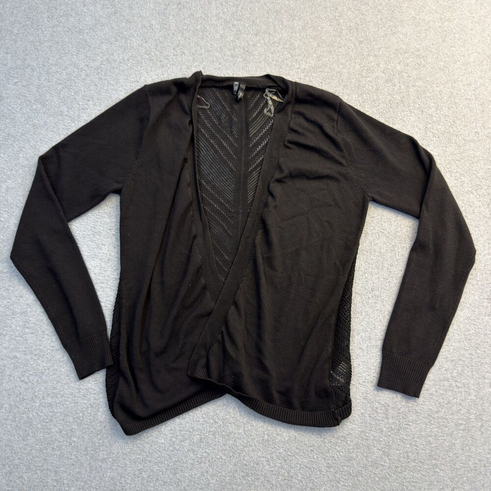 Maurices Sweater Womens M Black Crochet Goth Emo Whimsy Cottage Long Sleeve